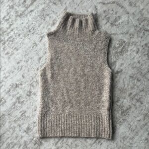 Cozy Sleeveless Turtleneck Sweater - Beige